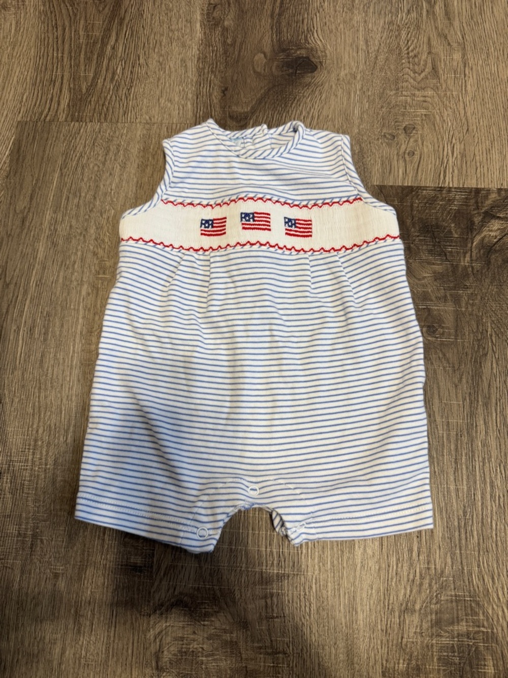 Petit Bebe Blue Striped Baby Romper